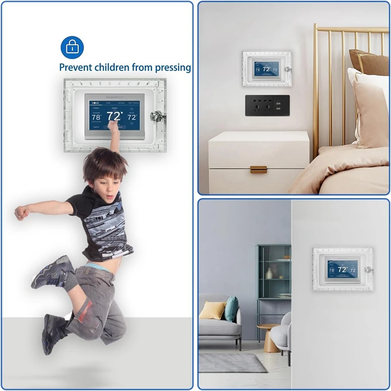 Caixa de bloqueio do termostato com chave, protetor transparente do termostato para termostatos na parede, cabe em termostatos 6.5in h x 3.9in w x 2in d