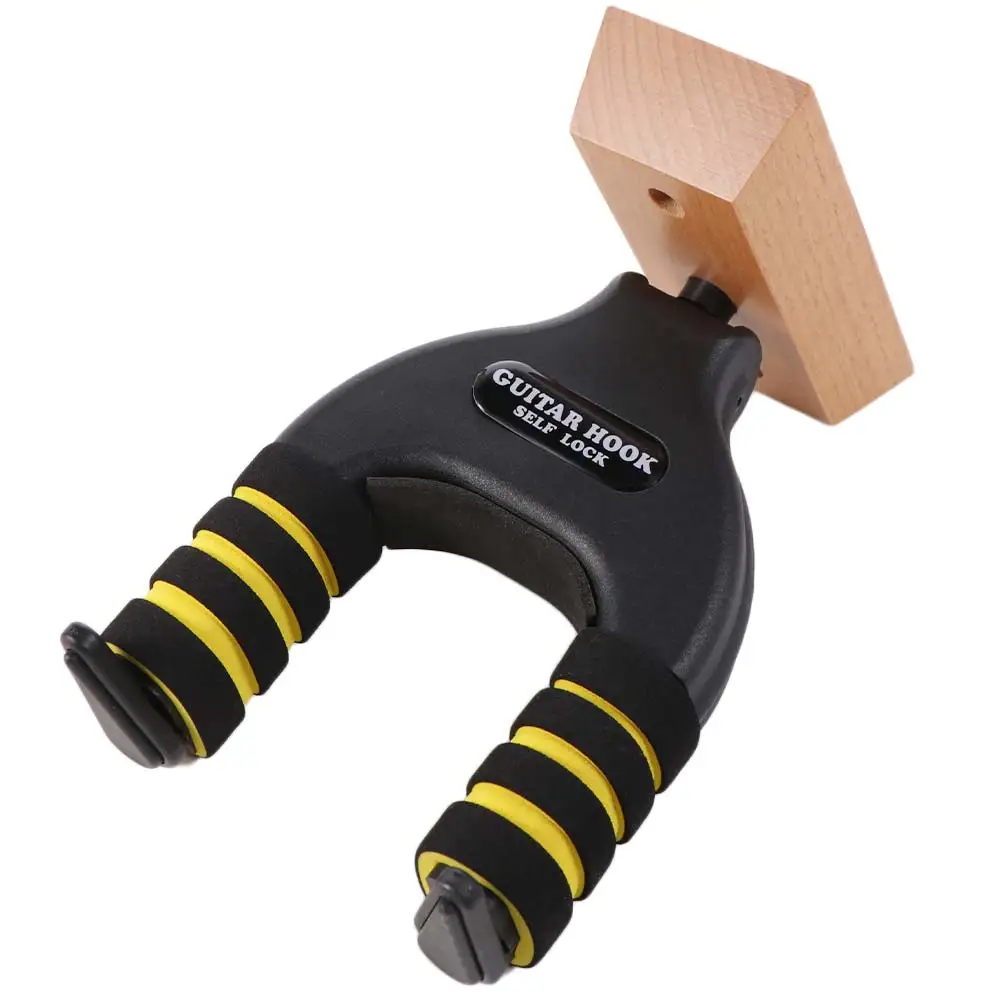 Practical Metal Guitar Hanger Detachable Gravity Self-locking Ukuleles Bracket with Sponge Wooden Base Guitar Racks Ukulele