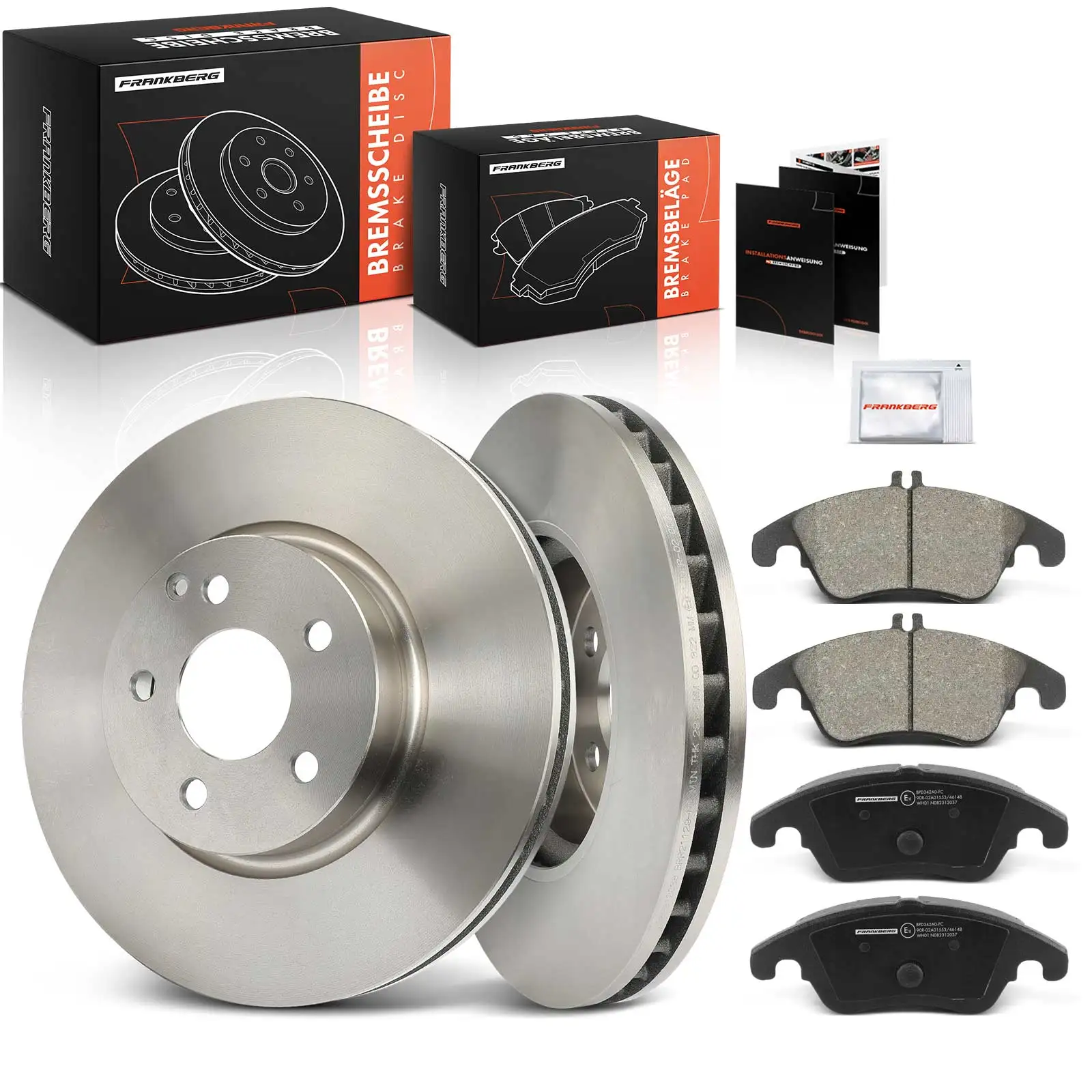 Frankberg 2x Remschijven 4x Remblokken Vooras Voor Mercedes-Benz C-Klasse W204 E-Klasse W212 SLK R172 0004211212