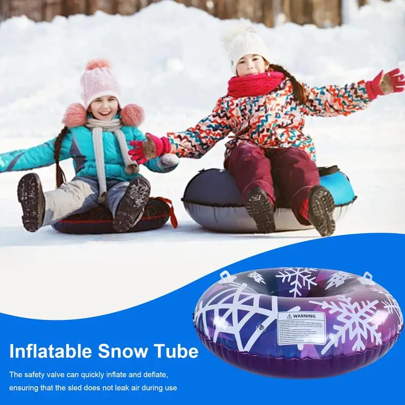 Snow Tubes For Sledding Heavy Duty Snow Tube Inflatable Sled With 2 Handles Tear-Resistant Sledding Tube Winter Toys For
