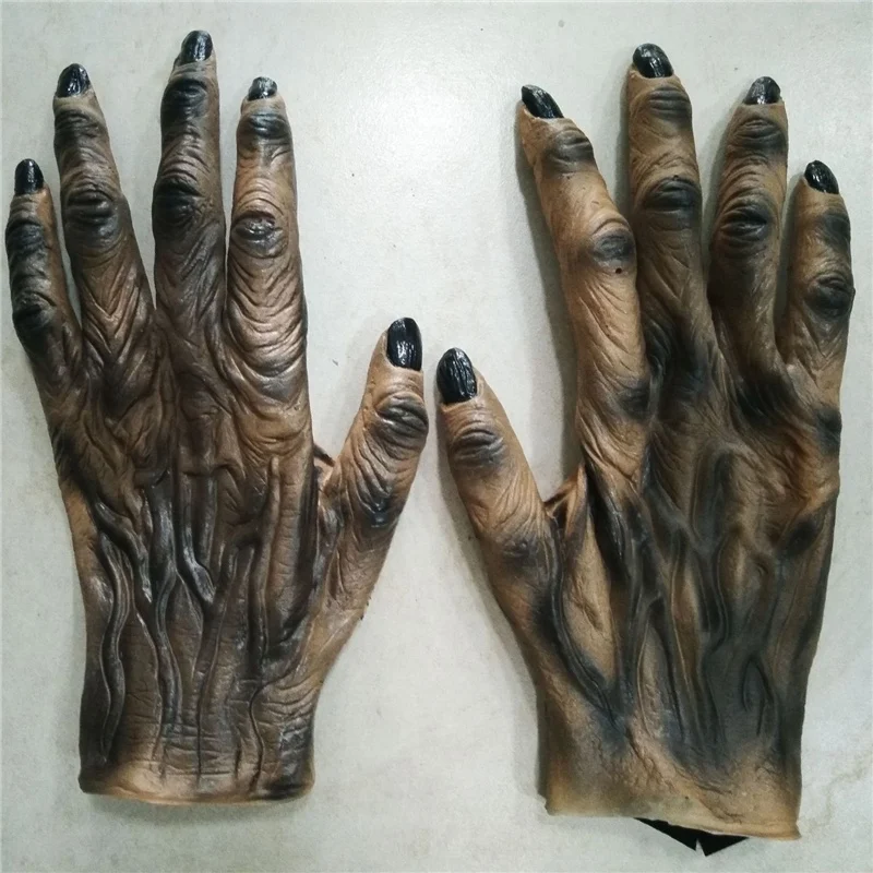 Realistic Werewolf Gloves with Claws Hairy Beast Hands Costume Halloween Scary Wolf Prop