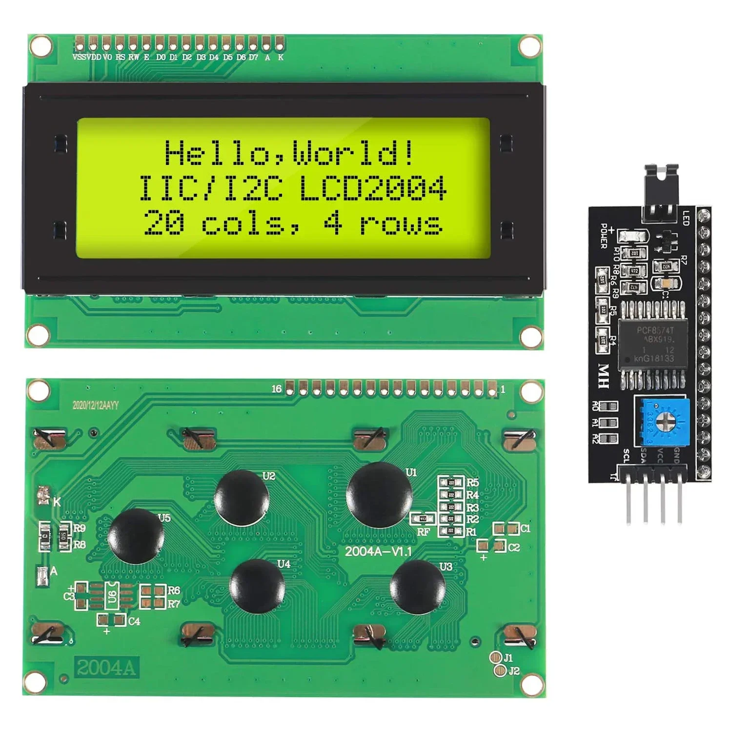 

LCD2004+IIC/I2C 20x4 Blue Green Screen HD44780 Character LCD 2004 and IIC/I2C Serial Interface Adapter Module for Arduino