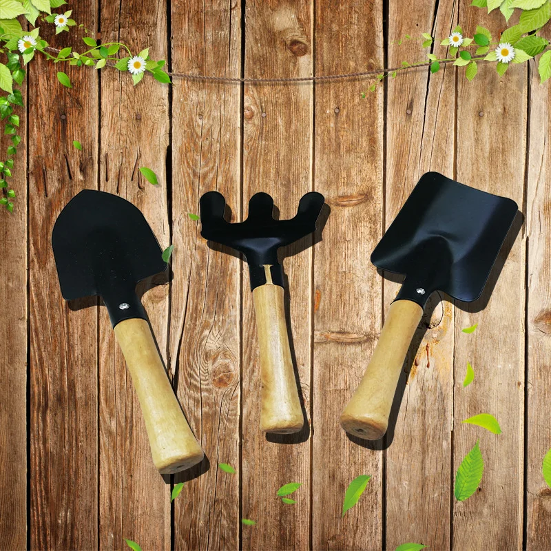 Mini Shovel with Wooden Handle, Cultivating Transplanting Kit for Gardening, Courtyard Plants, Seedling Succulent Tool, 1 Set