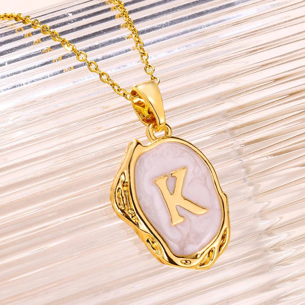 A-Z Neckace Initial Letter Pendants Choker Drop Oil Necklace For Women Collares Christmas Jewelry Gifts New in Xmas Accessories