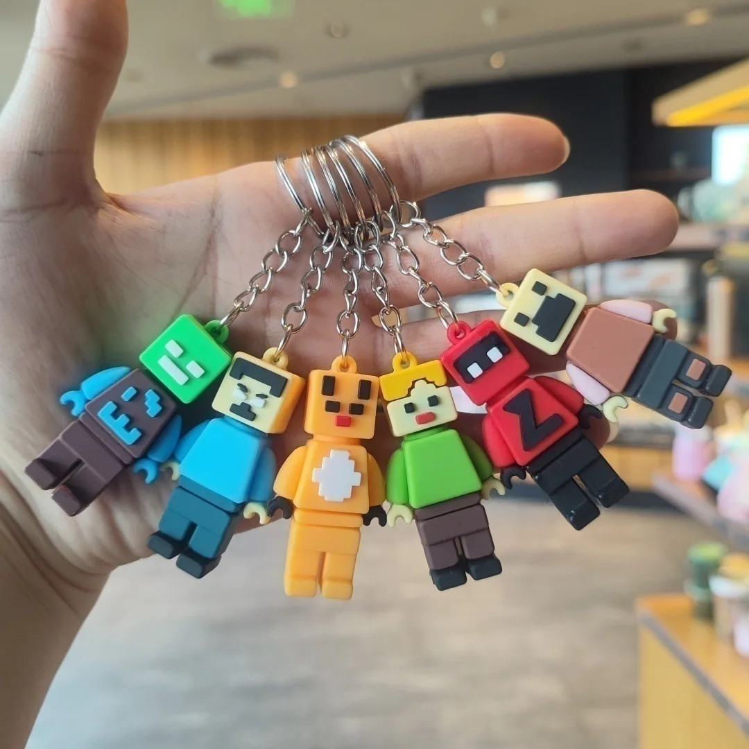 6pcs New My World Keychain Pendant Steve Soft Plastic Doll Keychain Backpack Pendant Small Gift view 2