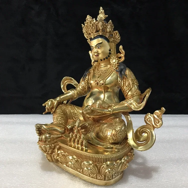 Seven inch Yellow God of Wealth Pure Copper Gilded Buddha Statue Tibetan Biography Supplies Tibetan Bala Buddha Utensil Decorati