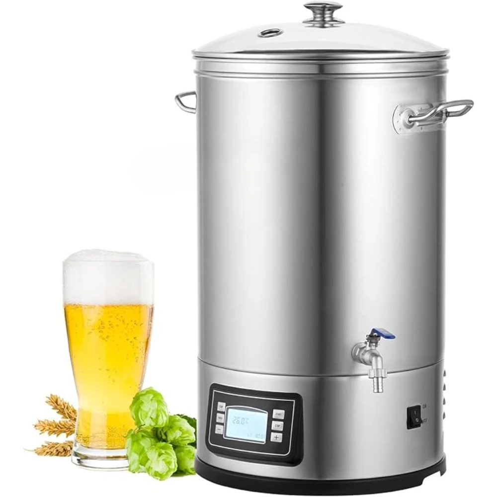 

Electric Brewing System, 32 Quarts Brewing Pot, All-in-One Home Beer Brewer W/Pump, Mash Boil Device W/Panel, Beer Brewing