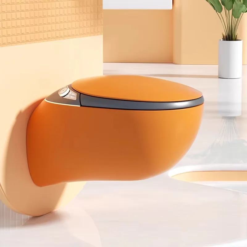 2025 Wall Mounted Intelligent Tank-free Household Automatic All-in-one Sensor Elongated Small House Colorful P-Trap Heated Seat 2