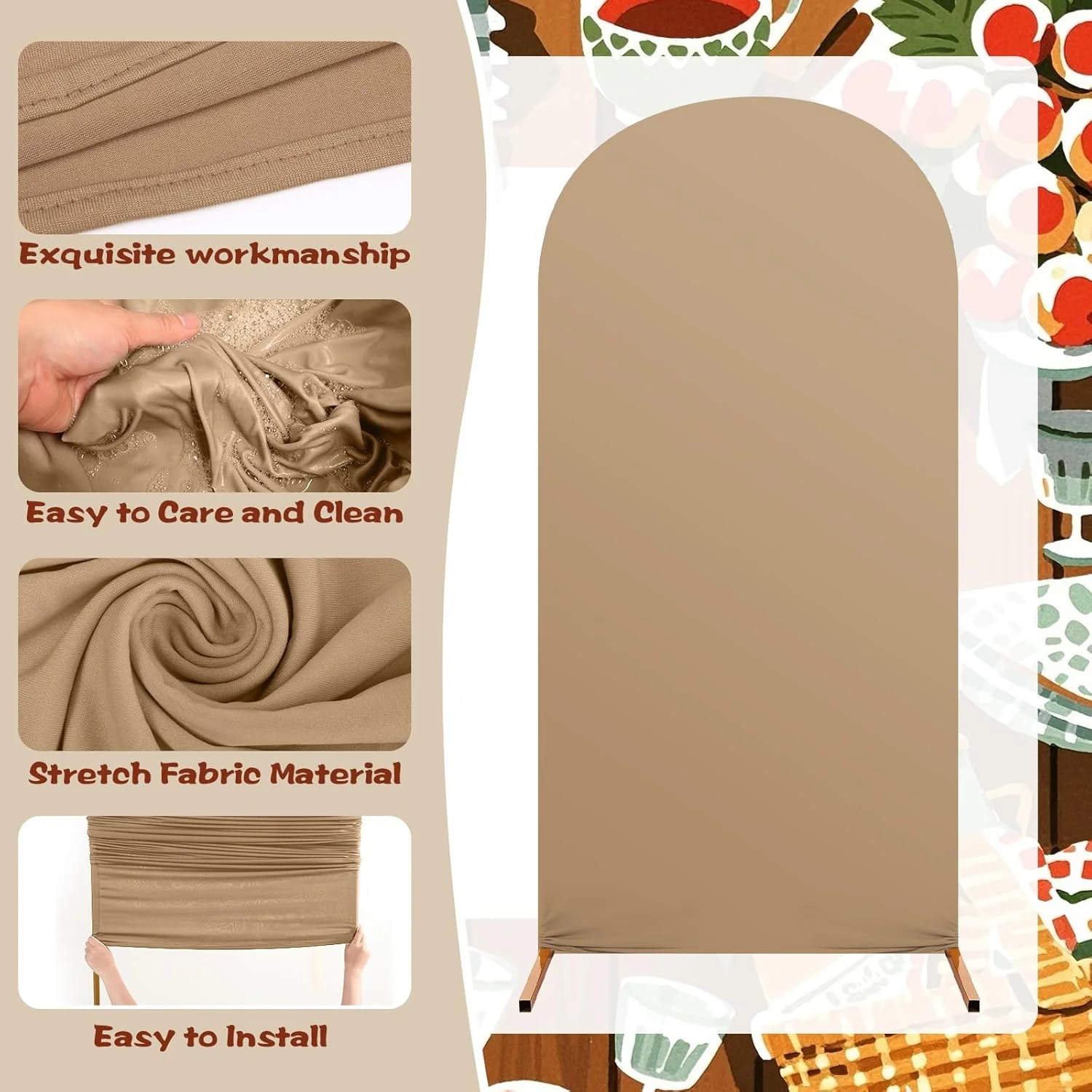 Cow Theme Party Arch Backdrop Cover Cow Birthday Party Decorations Spandex Stretch Backdrop Stand Cover for Birthday Banquet