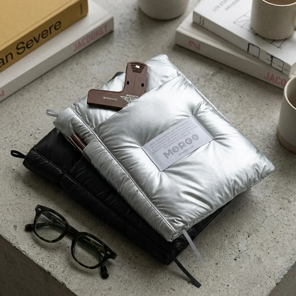 Korean Minimalist Puffer A5 Book Cover Diary Protector Lightweight Travel Passport Bag Reading Stationery Gift