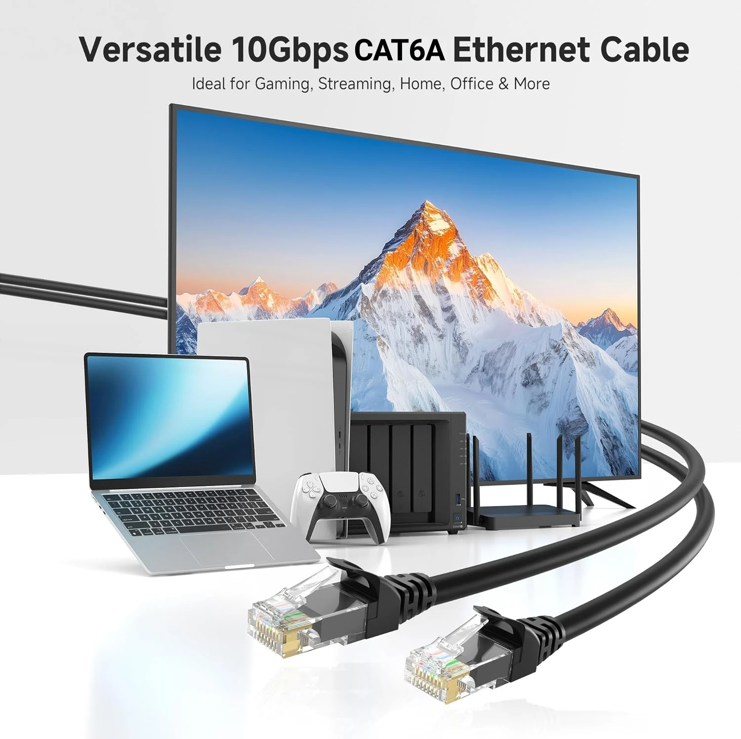 ZoeRax Cat6A Ethernet-Kabel 24AWG 10Gbps Hochgeschwindigkeits-550MHz UTP-Netzwerkkabel für PS4 Laptop PC Router ADSL PLC RJ45 Patchkabel – Detail 1