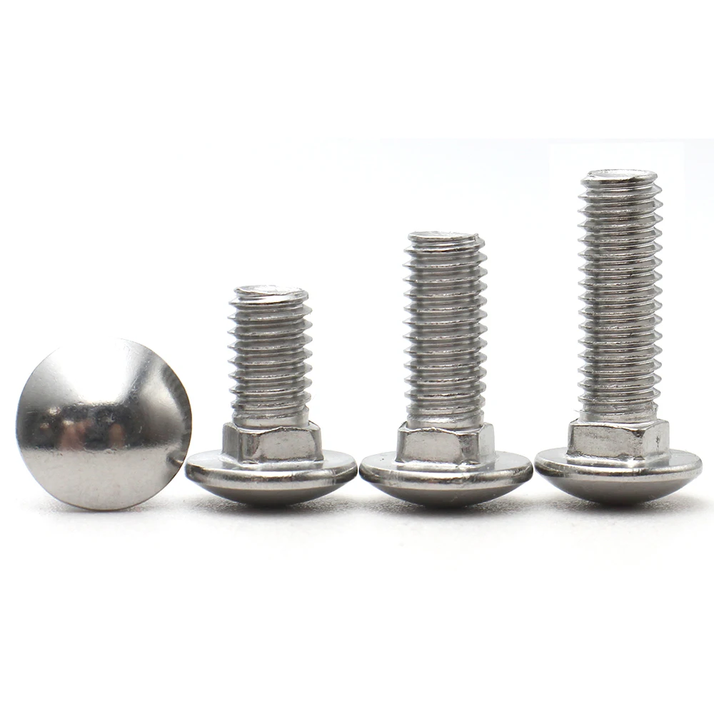 2/5/10pc M4 M5 M6 M8 M10 M12 Gb12 Din603 304 Stainless Steel Truss Round Square Neck Carriage Screw Bolt