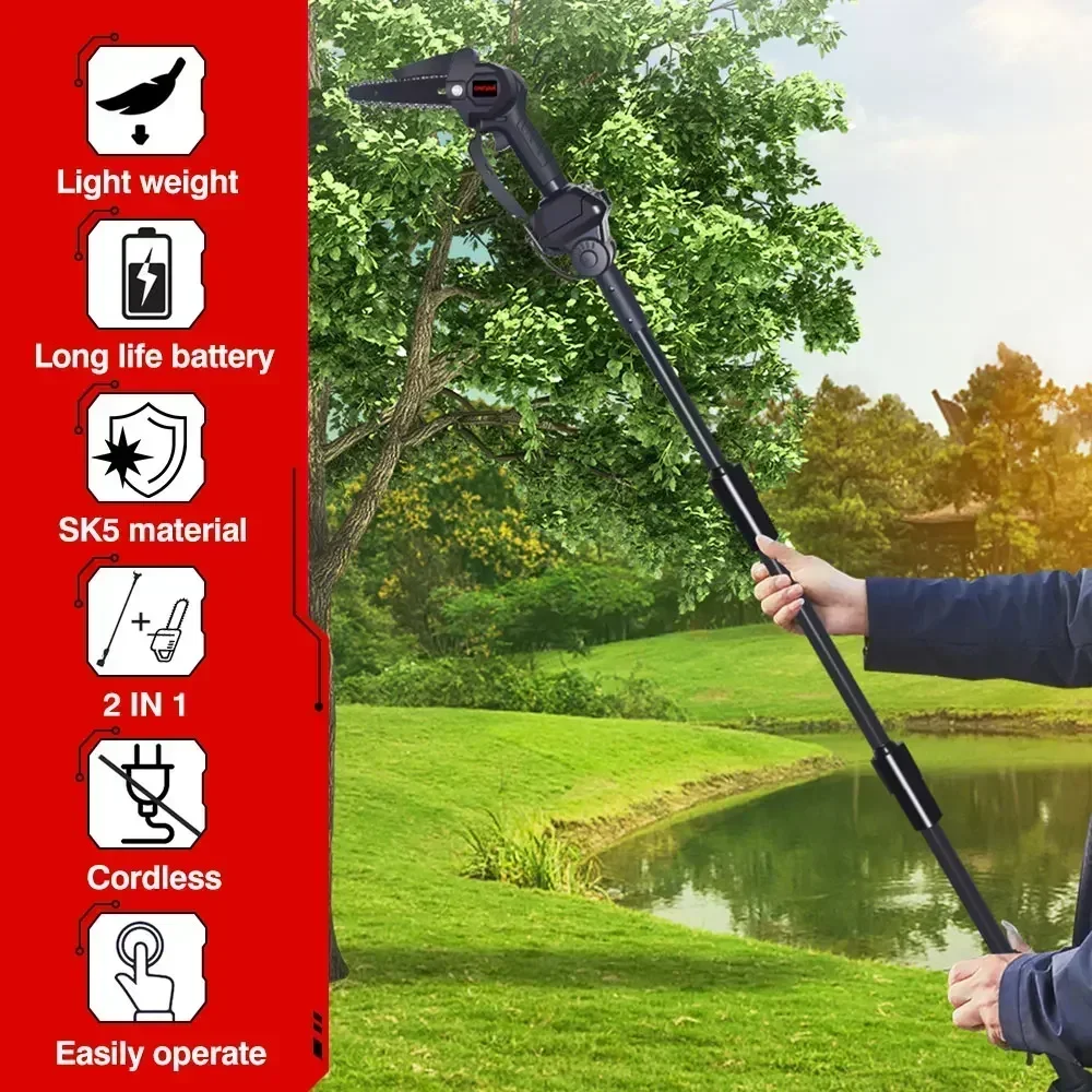 2 IN 1 Telescoping Electric Pole Chainsaw Cordless Garden Tree Pruning Tool High Branch Saw Power Tools for Makita 18V Battery