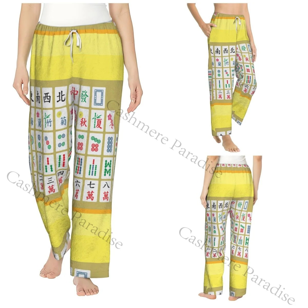 

Mahjong Cozy Flannel Pajama Pants for Women Sleep Bottoms Home Loungewear
