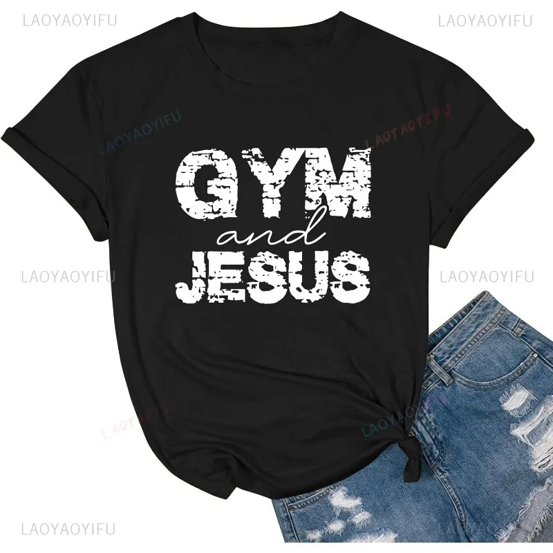 

Jesus Gym Shirt Womens Christian Religious Workout Printed Simple Tshirts Faith Tops Casual Cotton Breathable Style Summer Tees
