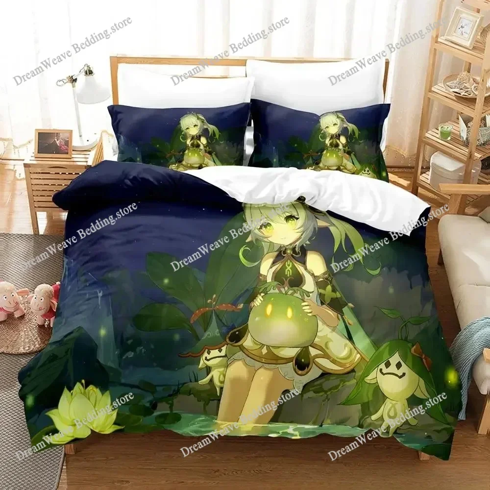 New Game Nahida Genshin Impact Bedding Set Cartoon Anime Adult Kid Bedroom Duvetcover Sets 3D Kawaii Girls Home TextileextileFQH