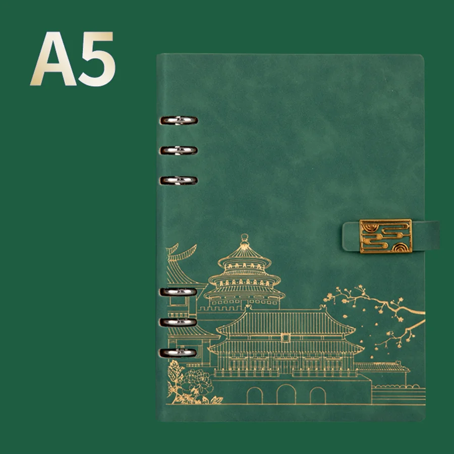 1pc mehrfarbiges elegantes a5 Kunstleder tagebuch, Hardcover-Loseblatt-Notizbuch-perfekt für Büro, Studenten – Detail 4