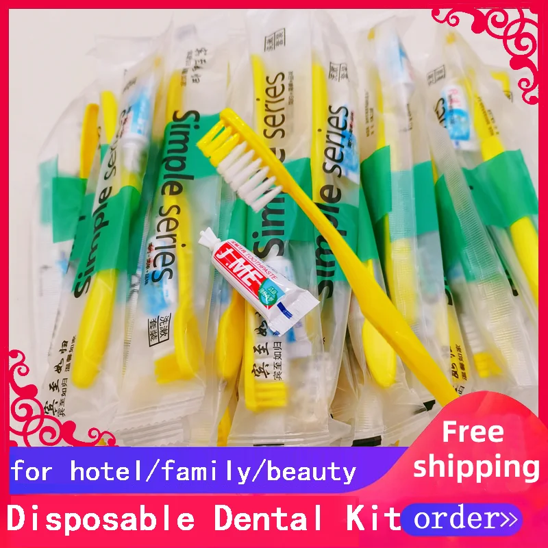 Free Shipping Yellow Toothbrush Toothpaste Dental Kit Disposable Hotel Supplies Personal Care Appliance Wholesale Tooth Beauty