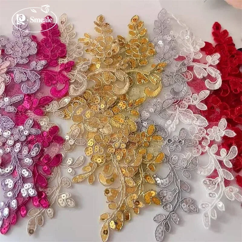 20 قطعة 9 ألوان اختيارية عالية الجودة الترتر التطريز بقع الدانتيل ، فستان الزفاف اليدوية إكسسوارات ديكور الخلفية