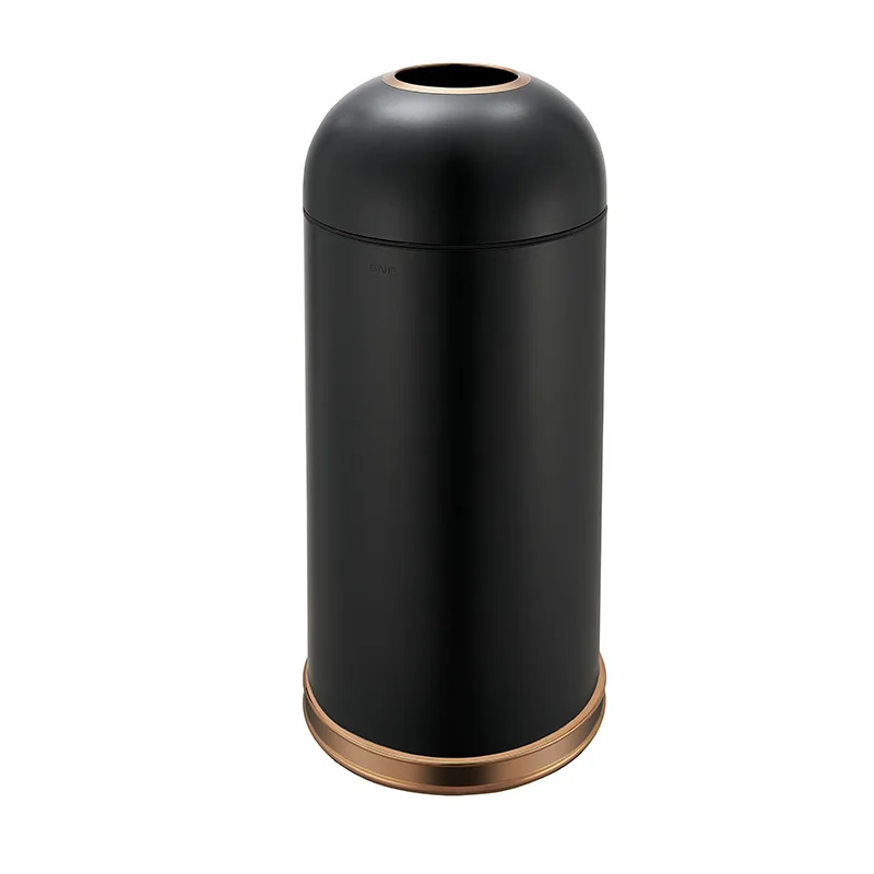 Large Capacity Commercial Bullet Trash Can Stainless Steel Round Open Top for Mall Cafe