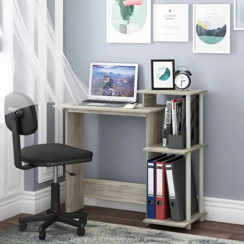 Efficient Home Laptop Notebook Computer Desk With Square Side Shelves, Desk For Students, Clear Computer Desk, Desk Set For Stu