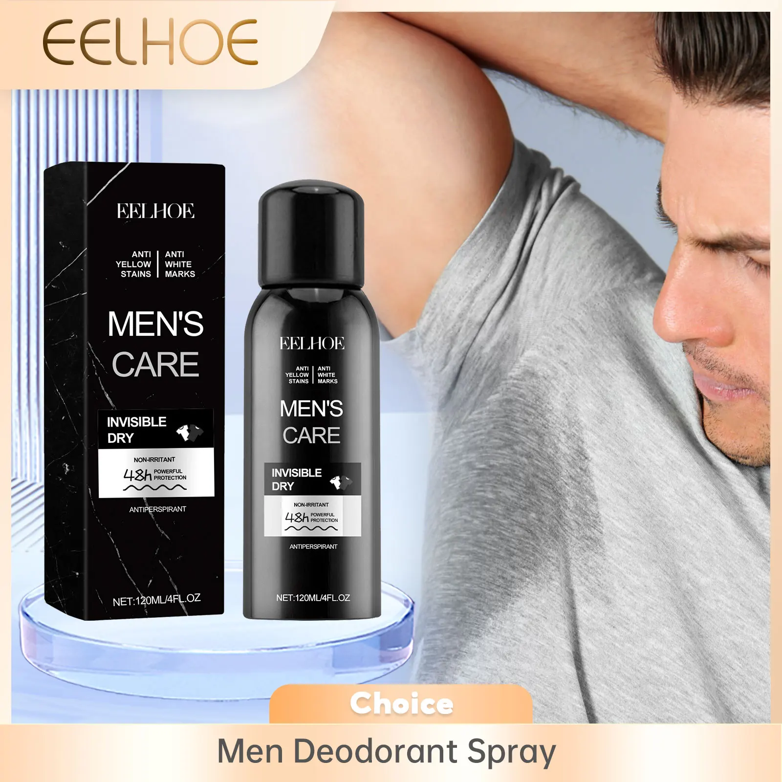 EELHOE Body Deodorant for Men Armpit Odor Spray Sweat Odor Remover Underarm Antiperspirant Cream Lasting Fragrance for Men 120ml