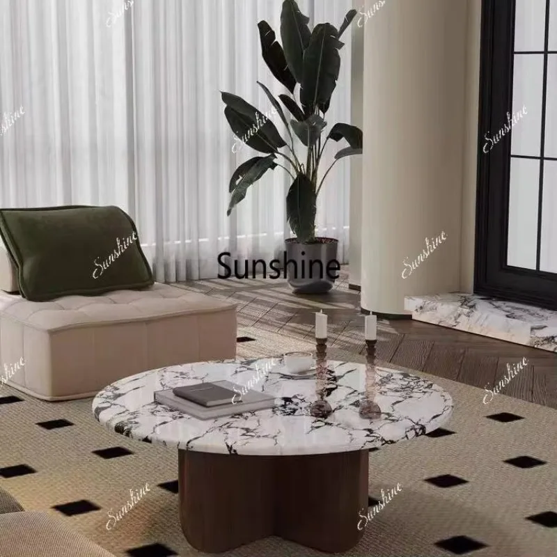 

YCoffee table living room for home use, light luxury and high-end small apartment, minimalist, round French