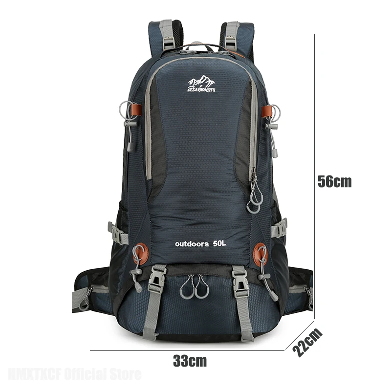 กระเป๋าเป้สะพายหลังไนลอนขนาด 50 ลิตร สำหรับตั้งแคมป์ เดินทาง พร้อมผ้าคลุมกันฝน กระเป๋าเป้เดินป่า กระเป๋าเป้ปีนเขา กระเป๋าสะพายไหล่ผู้ชาย กระเป๋าเดินทาง