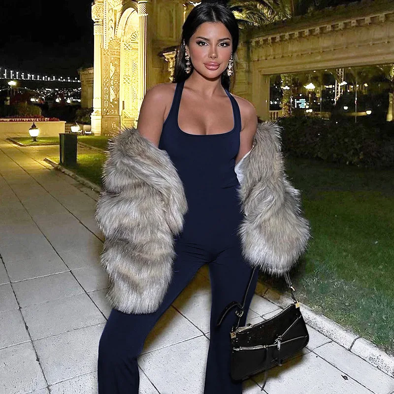 

Women's Jumpsuit Yoga Set 2025 Spring Fashion Sexy Backless Slim Fit Shoulder Strap Jumpsuit