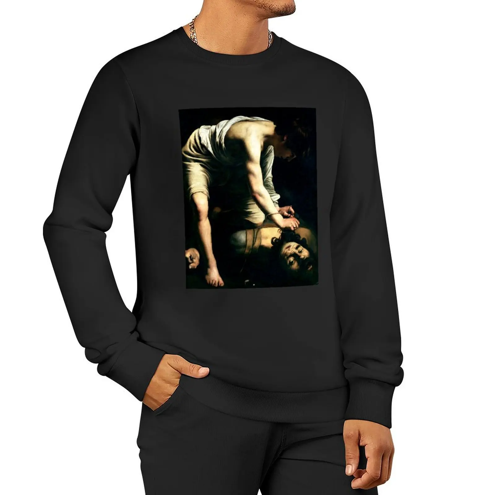 High Res Caravaggio David And Goliath 1600 Pullover Hoodie tracksuits korean clothes hooded sweatshirt for men