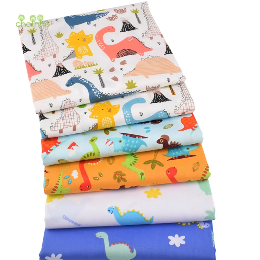 Chainho,Printed Twill Cotton Fabric,Patchwork Clothe,DIY Sewing & Quilting Material,14 Design Dinosaur Series,3 Size,QC349