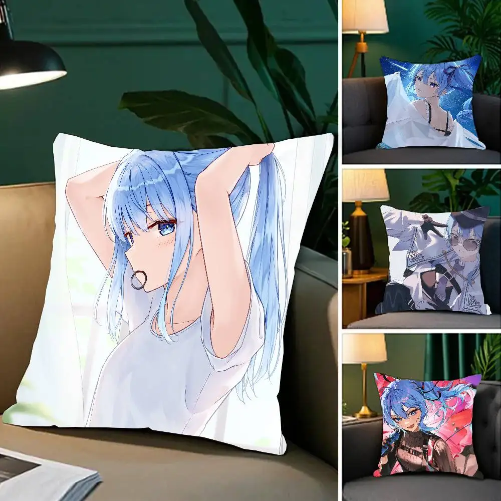 Suichan Hoshimachi Suisei Animation H-Hololive Pillow Case Fashion Square Pillowcase Bedroom Sofa Room Ins Decoration Leisure