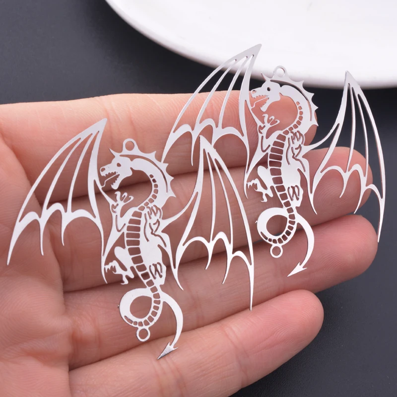 10 Stück 43*50mm Messing Anima Fliegender Drache Verbinder Rhodium-beschichtet Anhänger DIY Schmuck Zubehör – Detail 3
