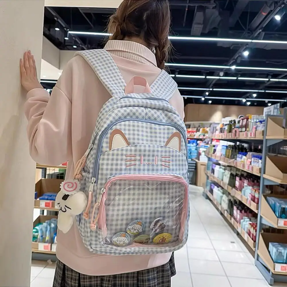

New Y2K Cute Cat Ita Backpacks Large Capacity Knapsacks Girls Transparent DIY Display Rucksack Outdoor Fashion Travel Schoolbags