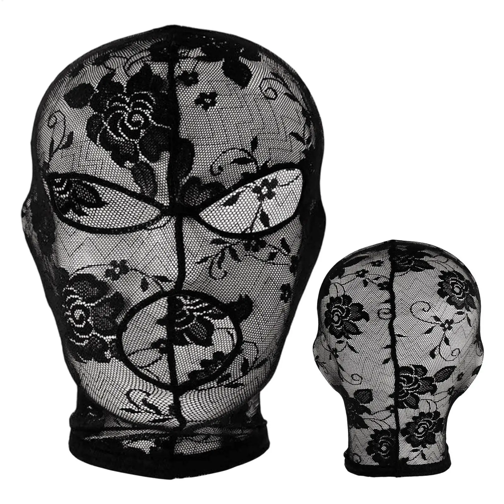 Vintage Lace Face Hood Women Halloween Costume Mask Gothic Cosplay Headpiece Black Hollow Out Veil for Party Photoshoot Prop