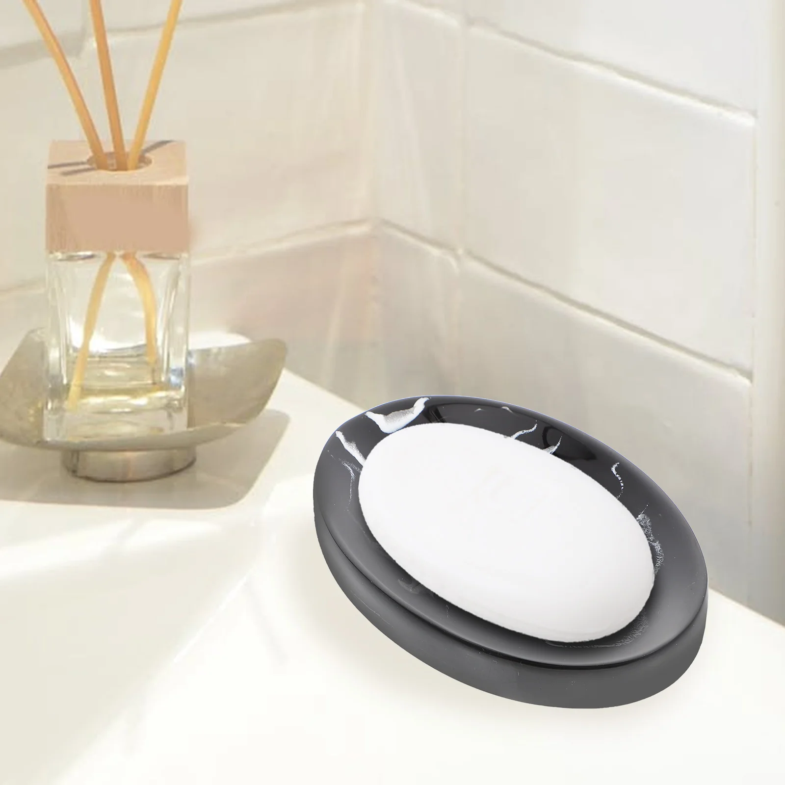 

Marble Pattern Soap Dish Resin Bathroom Kitchen Storage Rack Accessories Tray Nordic Box Lightweight Practical Strong Moisture