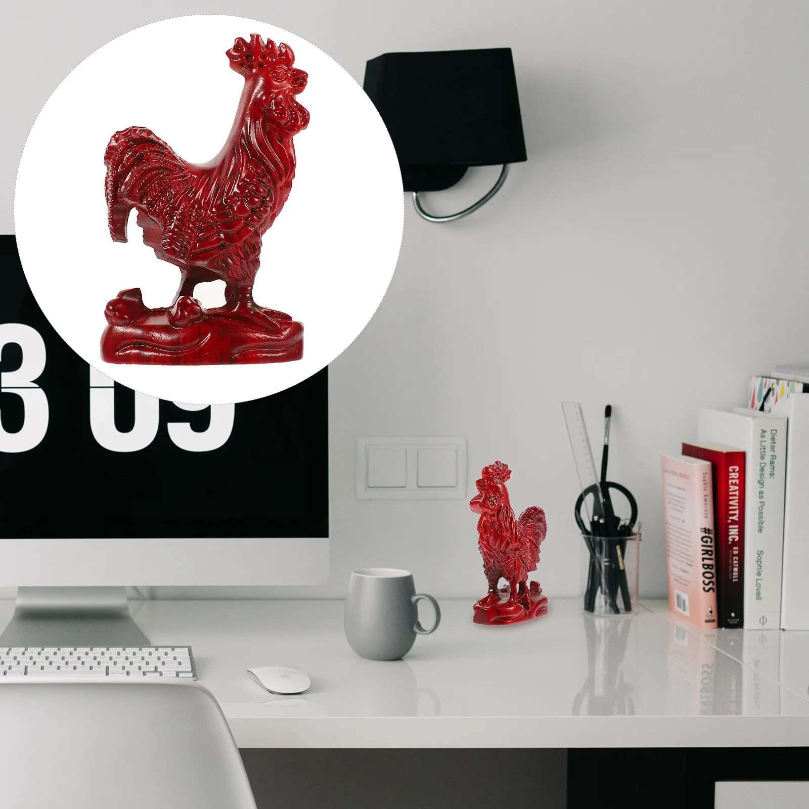 

Wooden Rooster Figurine Home Decor Statue Realistic Detail Craft nament Cartoon Design Diverse Color Fashionable Appearance