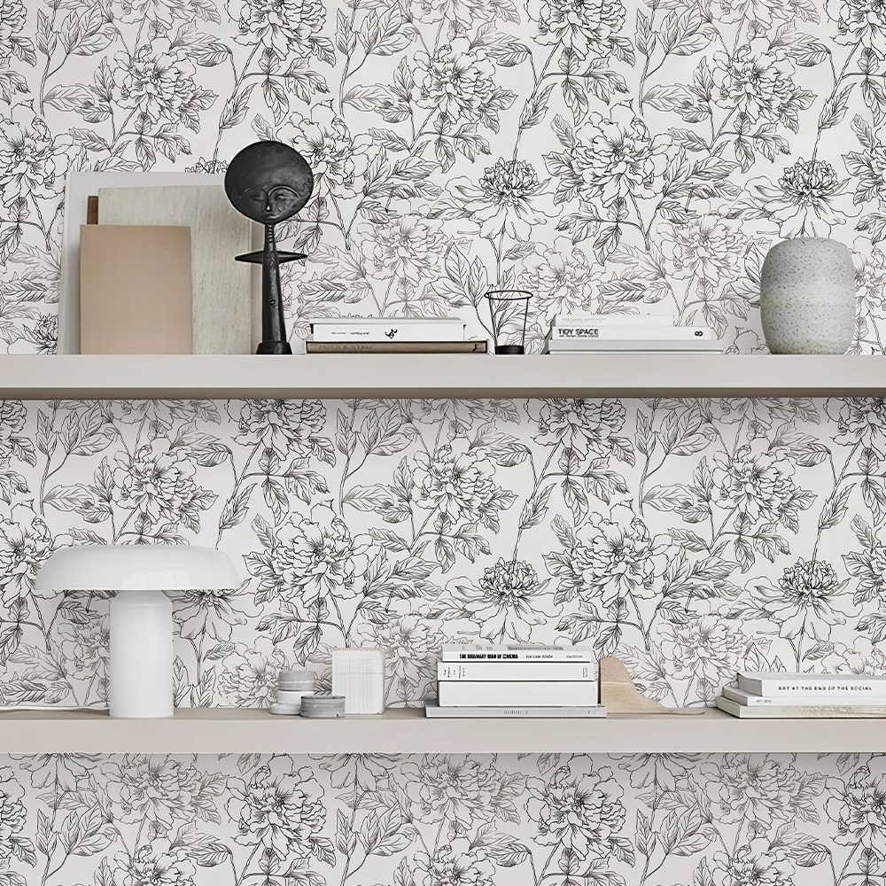 Modern Simple Floral Wallpaper Waterproof Wear Resistant Wall Sticker Self Adhesive Removable Home Decoration Wall Paper Sticker
