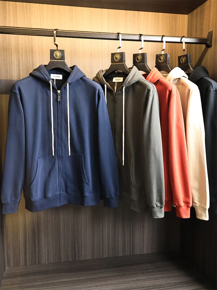 

Men's Pure Color Fce Lined Sweatirt Cardigan Warm Casual Outerwear Autumn Winter Stand Fit Hooded Zipper Closure Coat