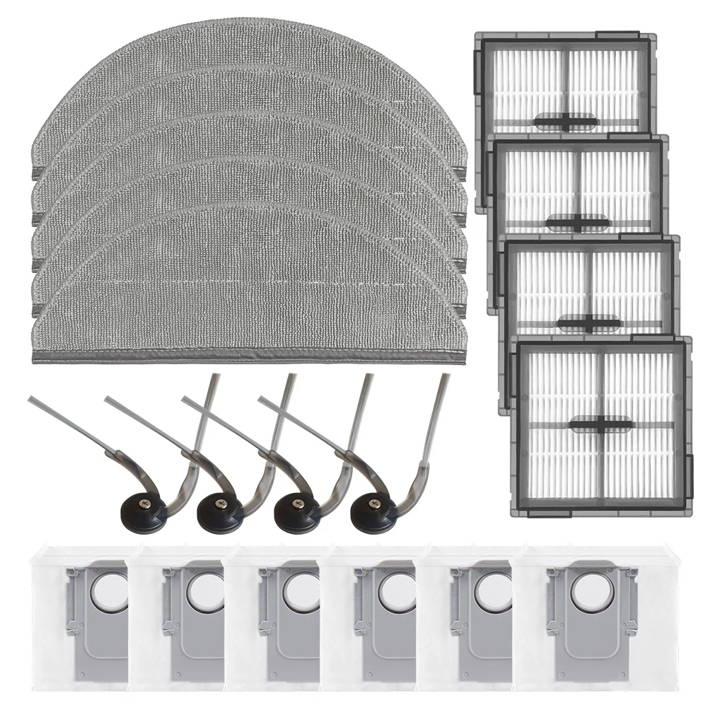 로보락 Q10 X-5+/ Q10P+/ Q10 PF+/ Q8+/Q8 Max Pro+ 가정용 청소 도구용 필터 걸레 천 먼지 봉투 사이드 브러시 키트 1세트