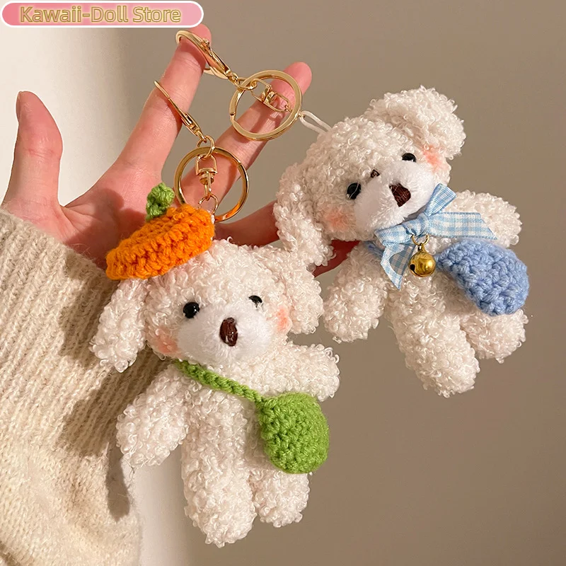 Porte-clés en peluche ours à nœud, poupée en peluche douce de dessin animé, pendentif de voiture, sac à dos, décor de sac, cadeau pour enfant