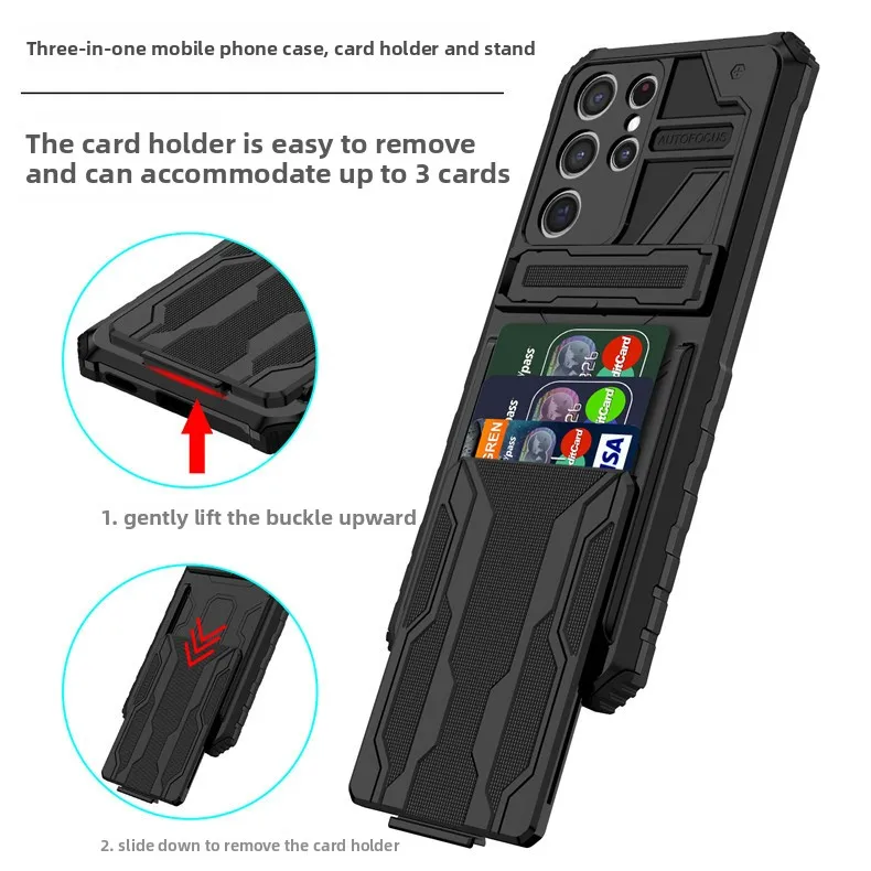 For Samsung Galaxy A02 A12 A32 4G Military Rugged Phone Case With Shock-Absorbent with Card Slot Wrist Strap Detachable Case