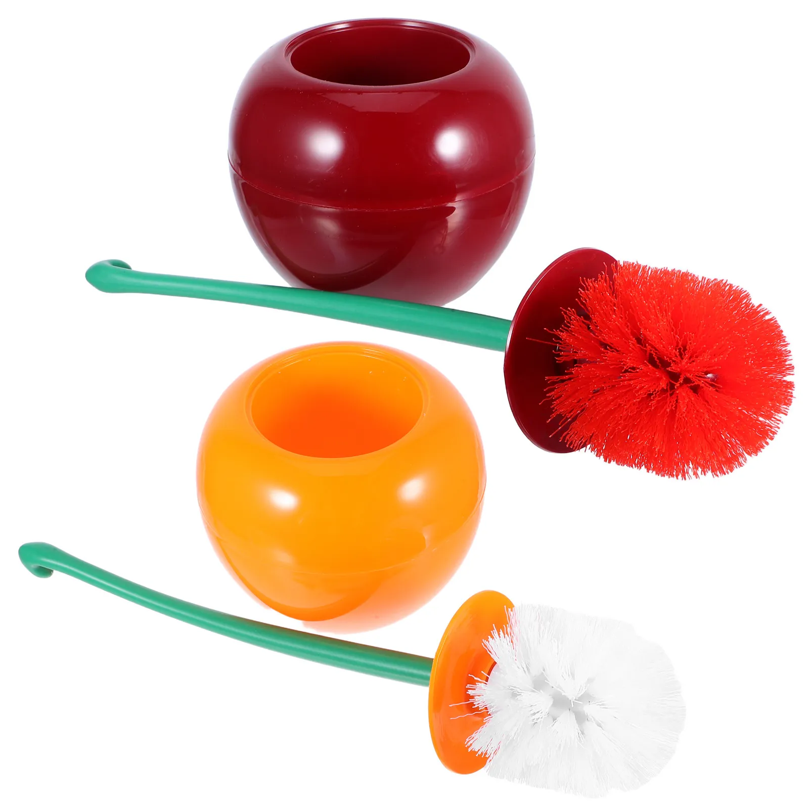 1Set Cherry Toilet Brush and Holder Fruit Inspired Design Efficient Cleaning Ergonomic Handle Compact Space Saving Decorative