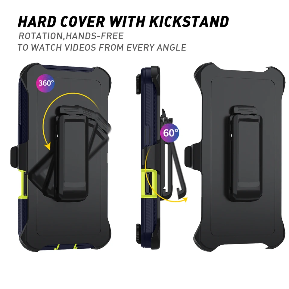Funda protectora blindada a prueba de golpes para iPhone 17 16 Pro Max 13 12 Mini 15 14 Plus 16E 17 Air PC duro + TPU con soporte 6