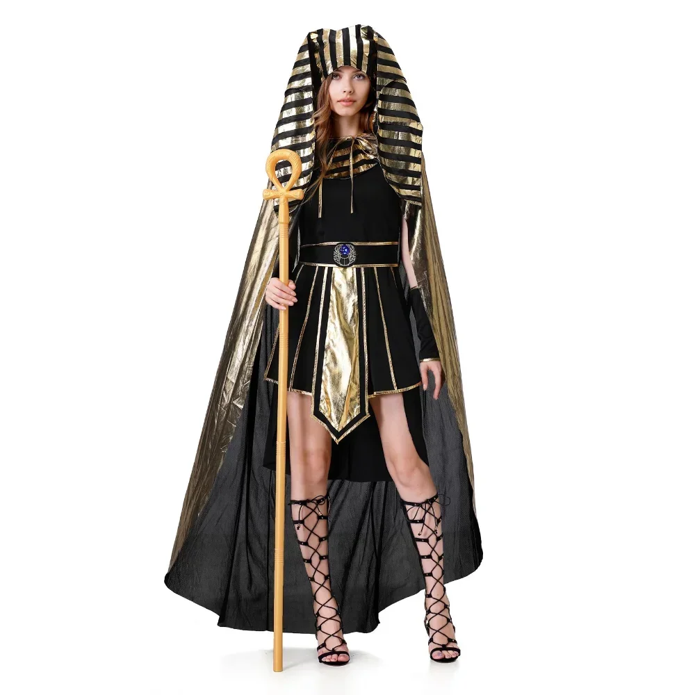 Ägyptische Pharaonen Cosplay Kostüm für Damen Herren Halloween Party Dress Up Erwachsene Paar Ägypten Königin Kleopatra Bühnenshow Kleid