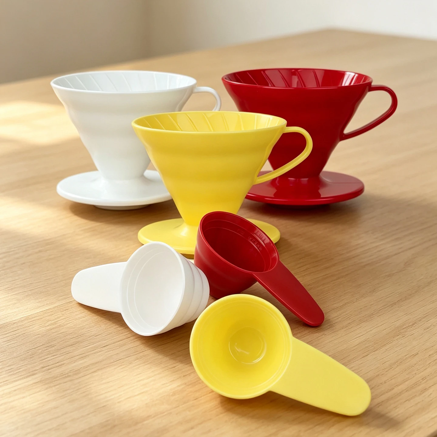 Size 02  Hand Drip Coffee Dripper, Spiral Rib Coffee Filter Cup, Portable Coffee Brewing Tool with Coffee Scoop