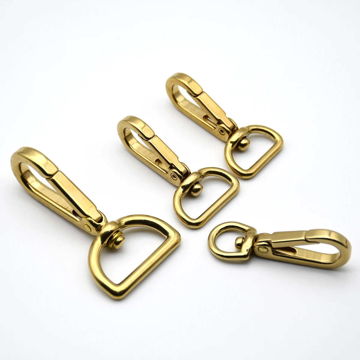 Brass Carabiner Snap Hook Trigger Clip Swivel Eye Buckle Leathercraft Bag Parts Keychain Dog Collar Lobster Clasp