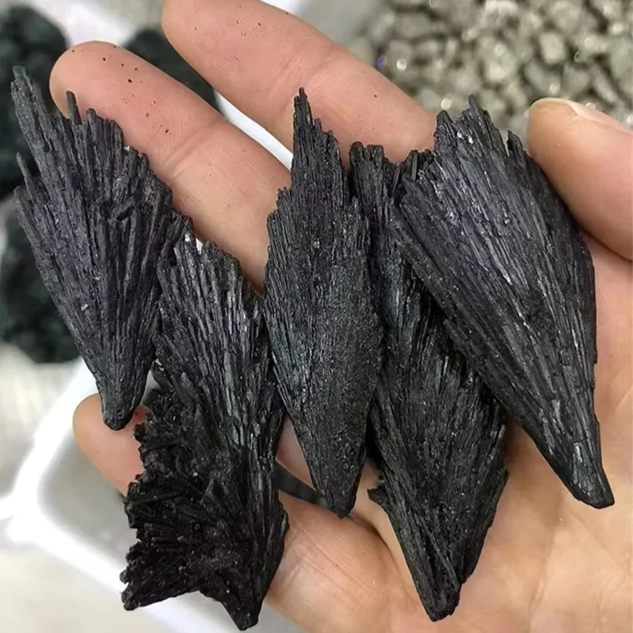 Natural black tourmaline natural quartz stone irregular energy stone black flame feather crystal cluster mineral specimen