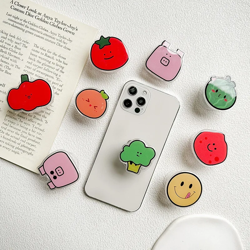 

Pumpkin Fruits Phone Socket Holder Finger Grip Bracket Support Telephone for IPhone 15 17 16 Samsung Pocket Socket Stand