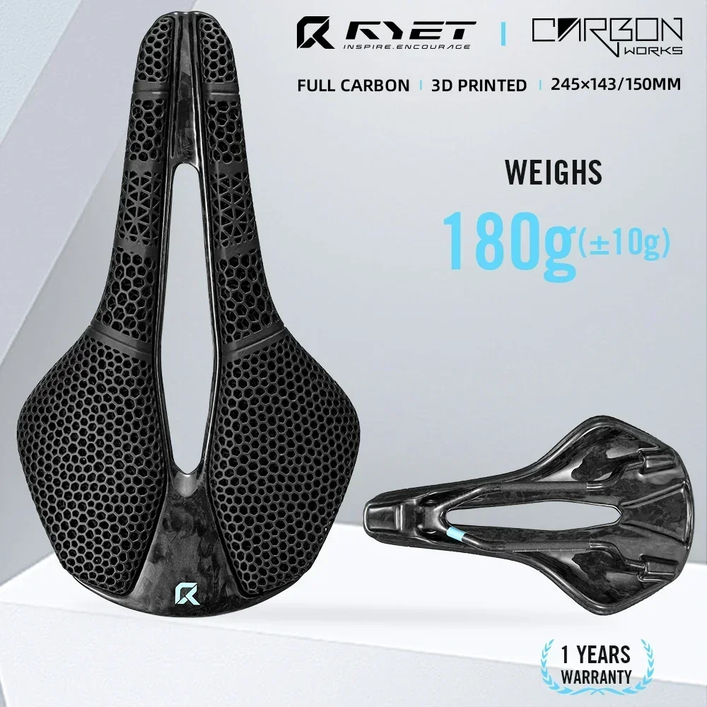 RYET Full Carbon 3D Printed Bike Saddle 245mm*143/150MM 125g 180g 7*9mm Bicycle Carbon Seat MTB Gravel Road Saddle Bike Parts